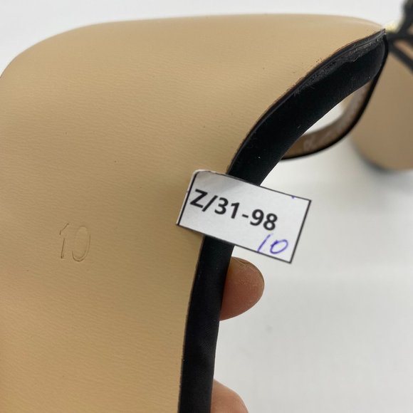 A FSJ Black Bows Gold Metal Chain Chunky High Heels Ankle Strap Sandals - Picture 7 of 10